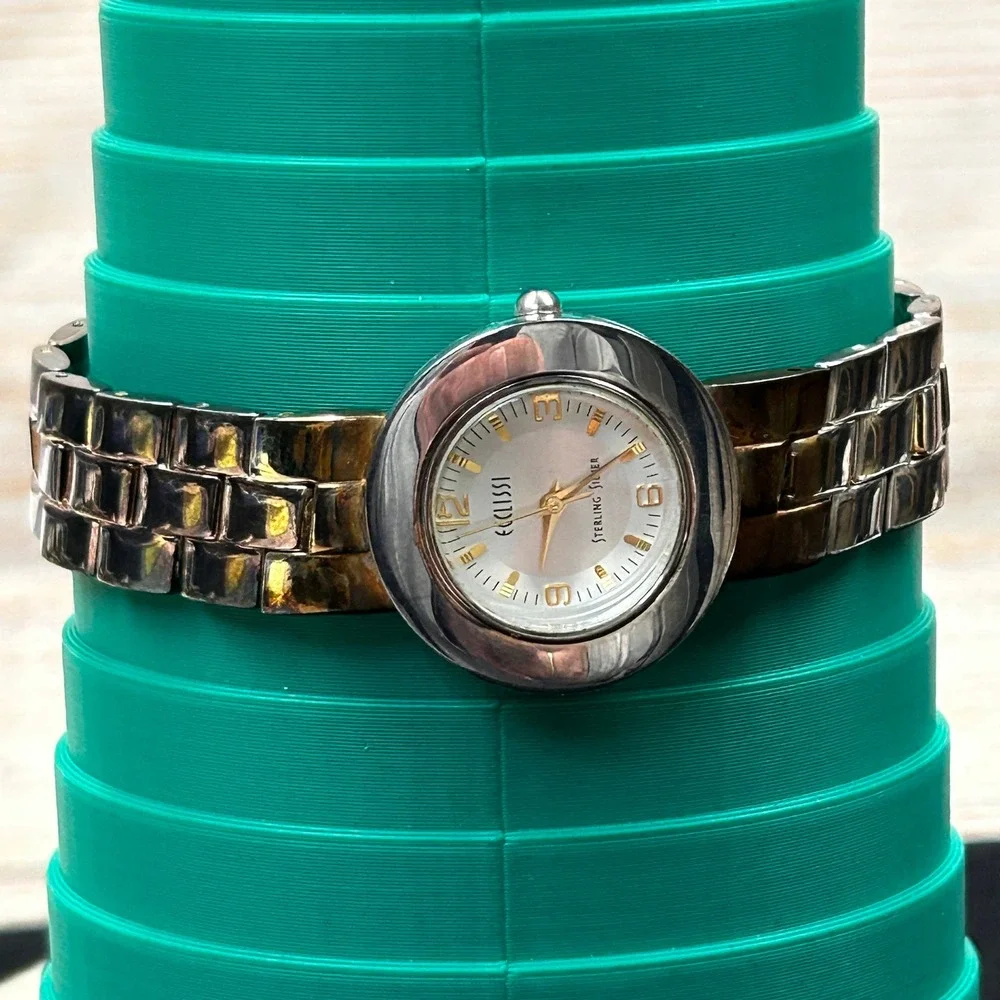Ecclissi Sterling Silver Watch 32250‎ Japan Quartz White Dial Link Bracelet
